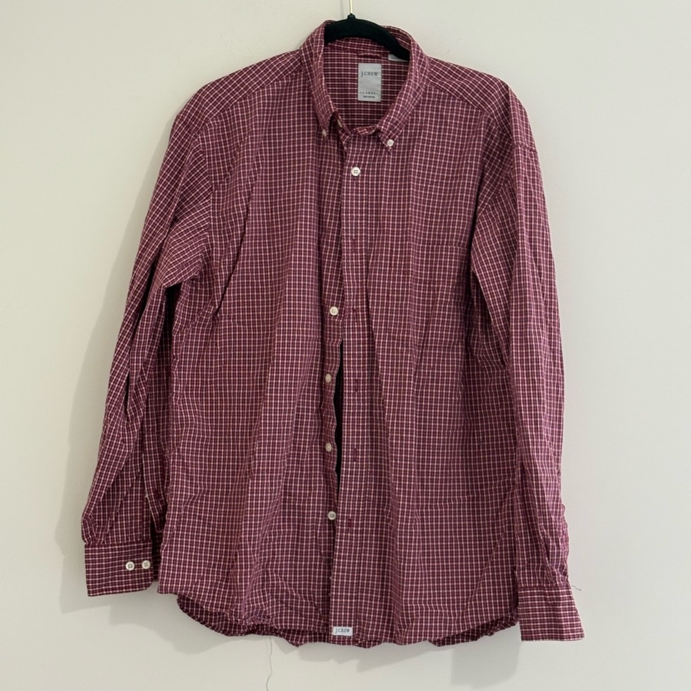 J. Crew Burgundy Checkered Casual Shirt